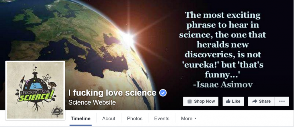Top Facebook Pages: I *Freaking* Love Science